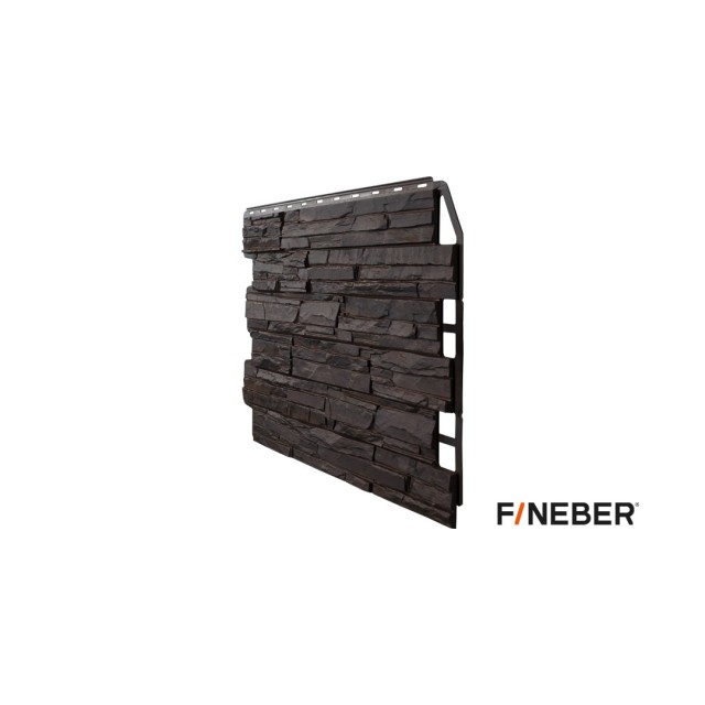 Фасадная панель ПВХ FineBer (Файнбир) Дачный Скол 3D-Facture Темно-коричневый